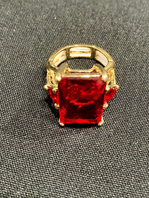 Ring Red Square Stone