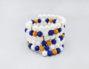 Wrap Bracelet Pearl Blue Yellow