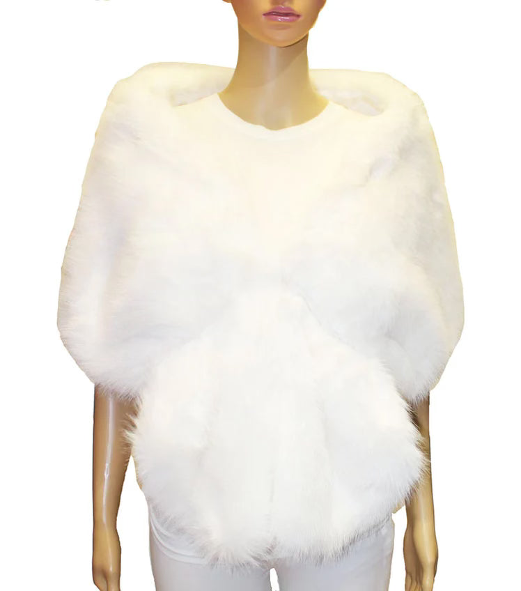 Faux Fur Shawl -White