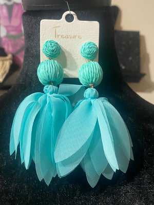 Treasure Flower Petal Earrings-Turquise