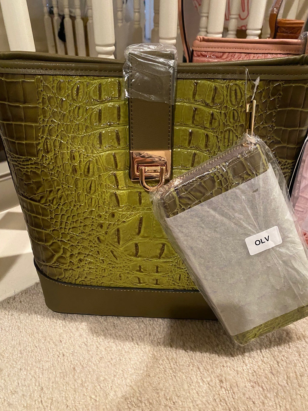 Inspired B Satchel with Wallet -Olive Green