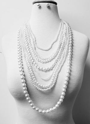 8 Strand Pearls White