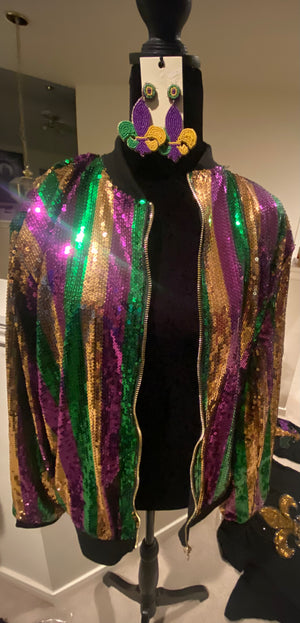 Mardi Gras Bomber Jacket -Large