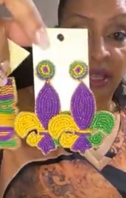 Fleur de lis Mardi Gras Earrings