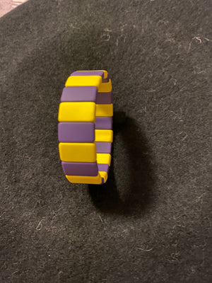 Mardi Gras Stretch Bracelet Purple Yellow