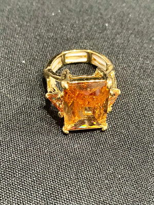 Ring Orange Square Stone