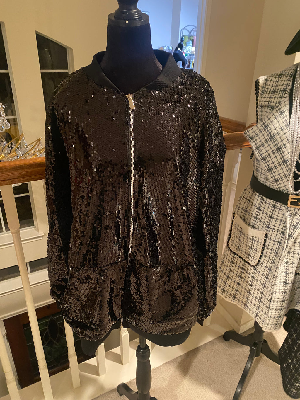 Sequins Bomber Jacket Large