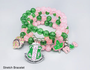 Pink Green Crystal Charm Bracelet-AKA