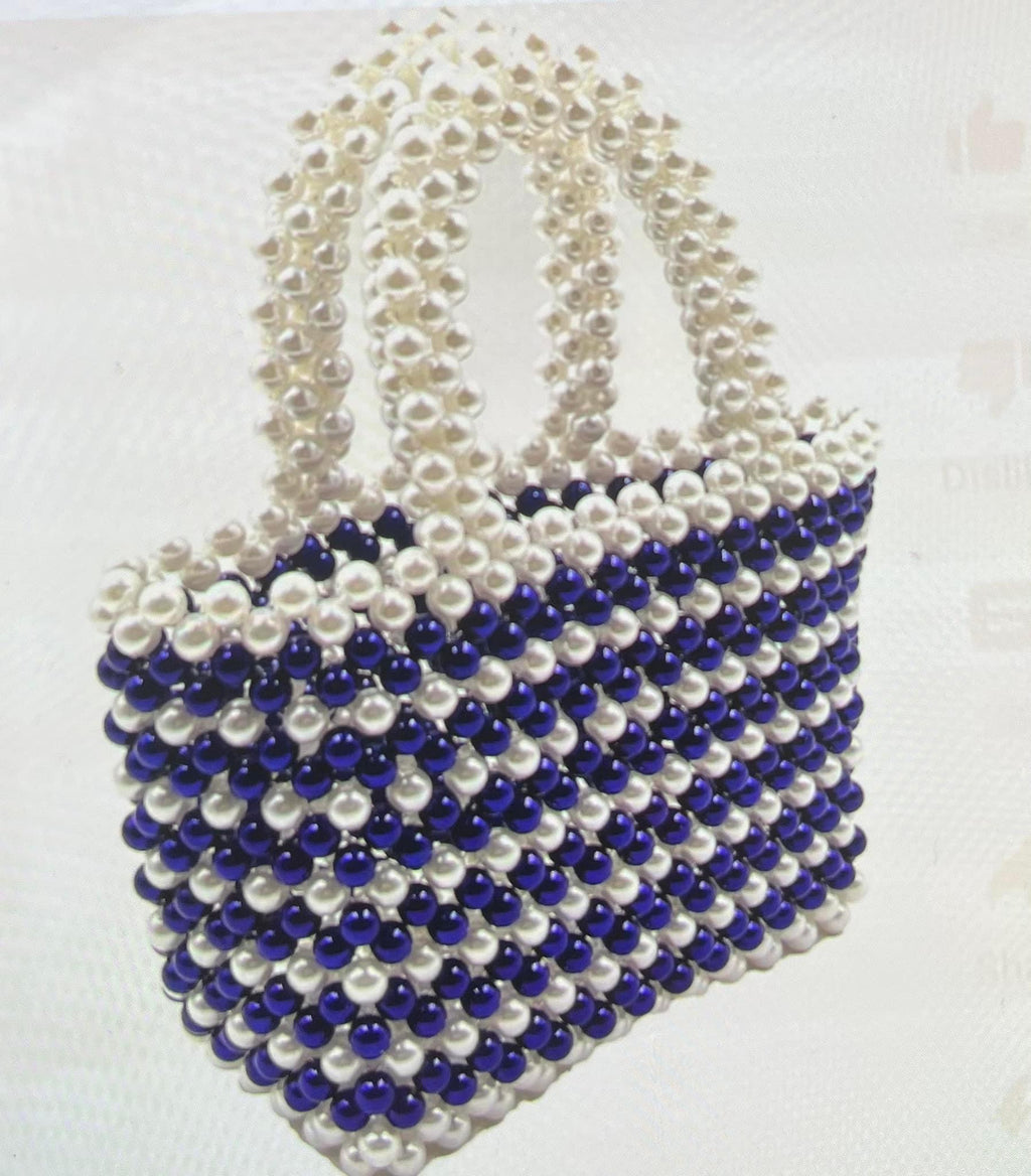 Pearl Tote Blue and White