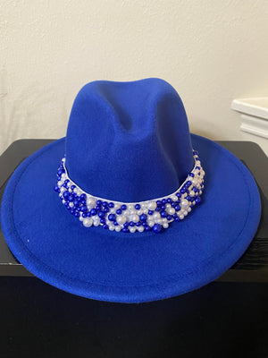 Fedora with Pearl Band -Blue