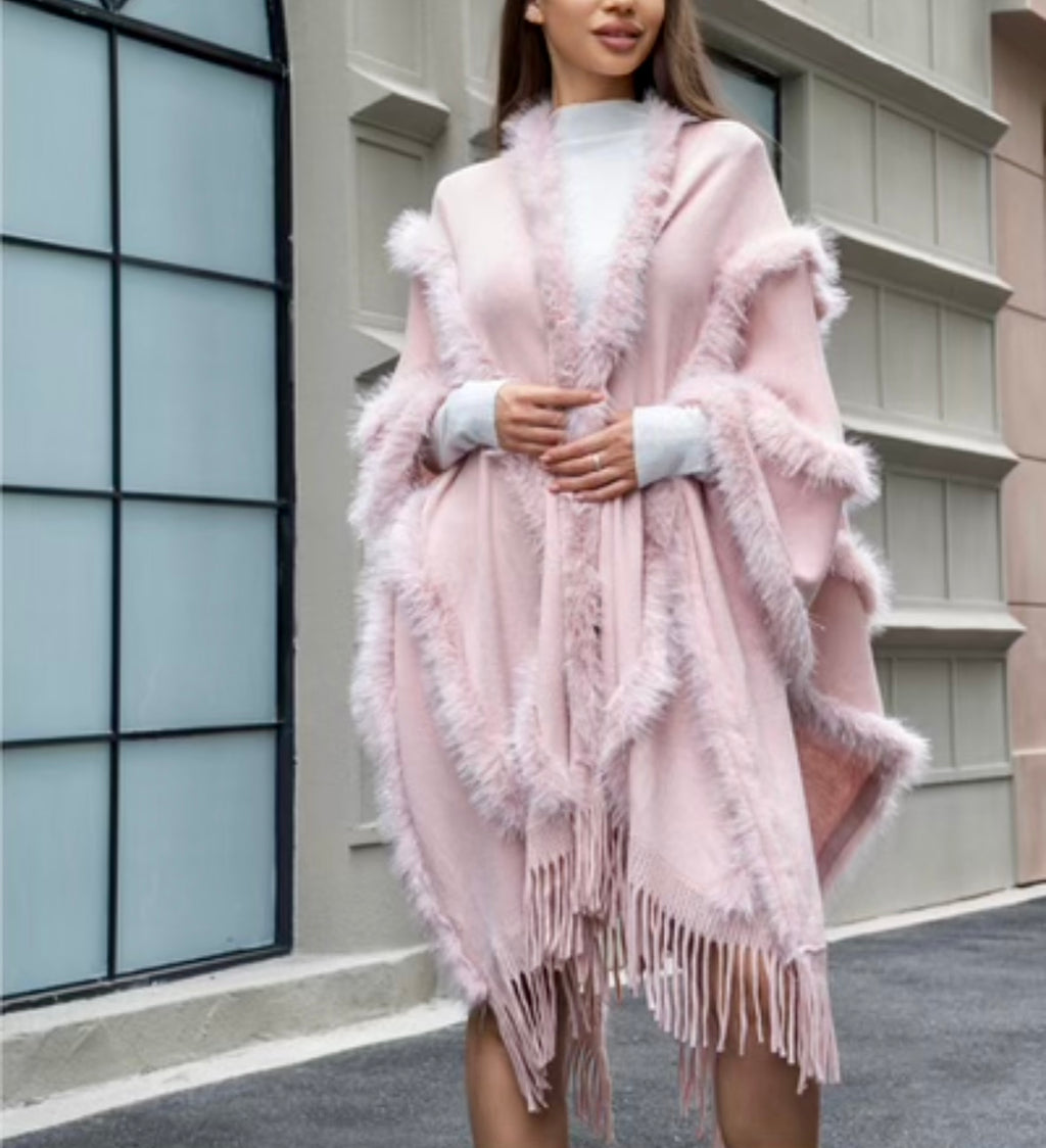 Faux Fur Pekts Cape Pink