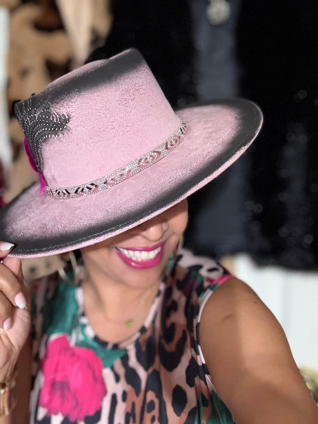 Flat Top Fedora Pink (feather not included)