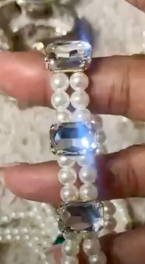 Gemstone Pearl Bracelet-Crystal