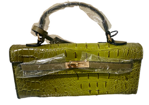 Faux Croc Bag -Olive Green