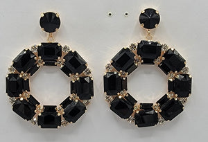 Gemstone Hoops Black