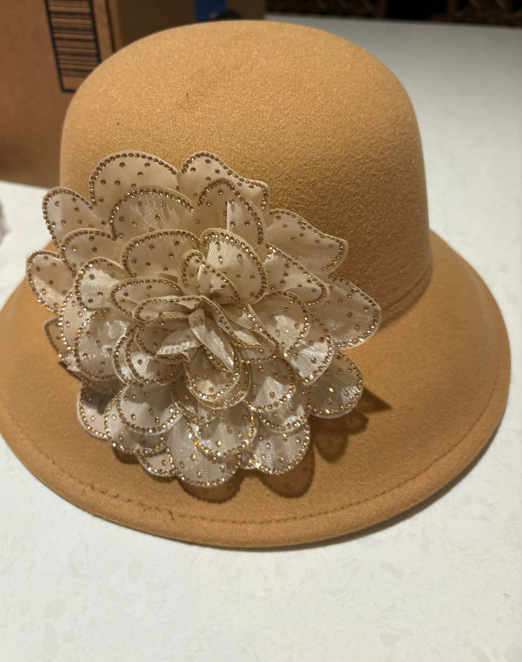 Flower Bowler Hat Khaki