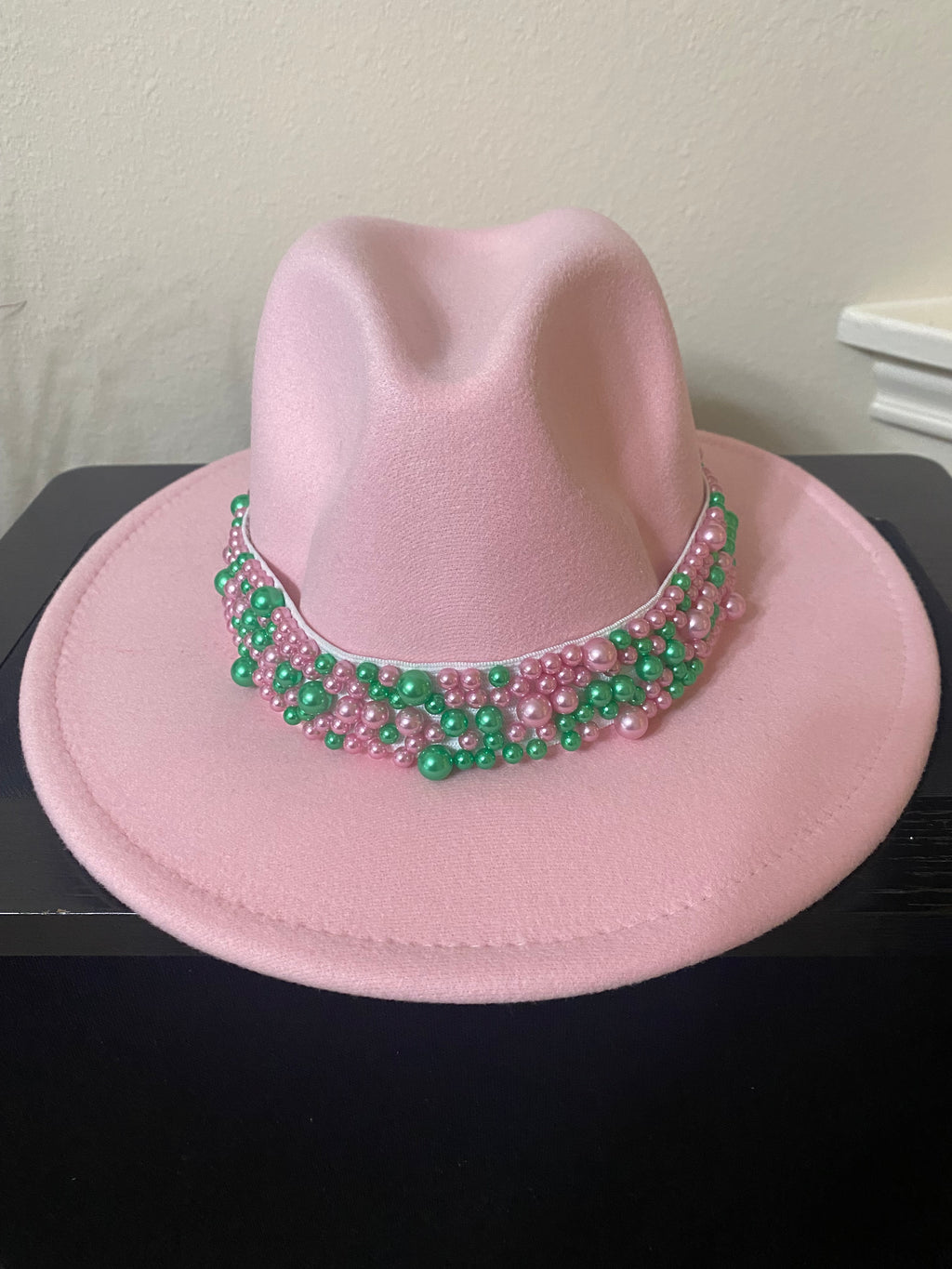 Fedora with Pearl Band -Pink