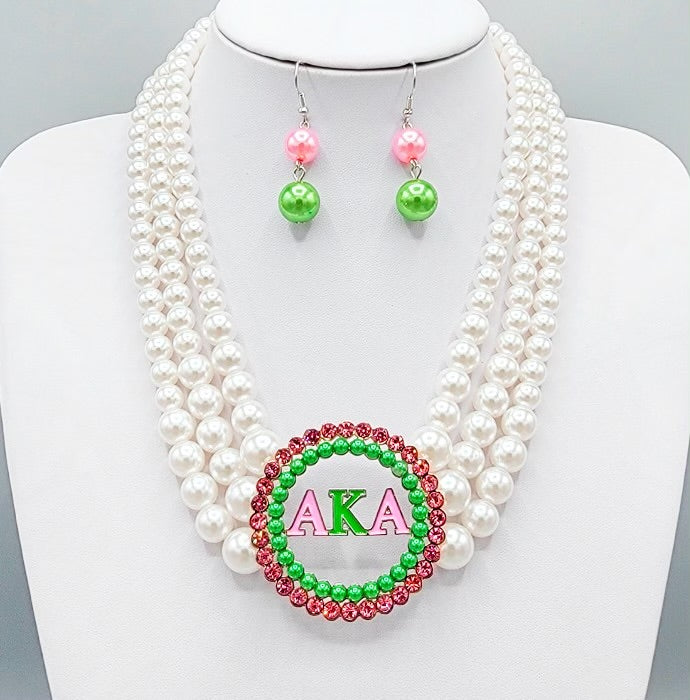 Pearls with Brooch - AKA