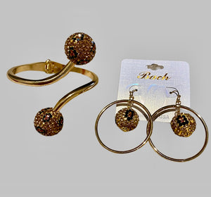 Leopard Ball Bracelet Earring Set