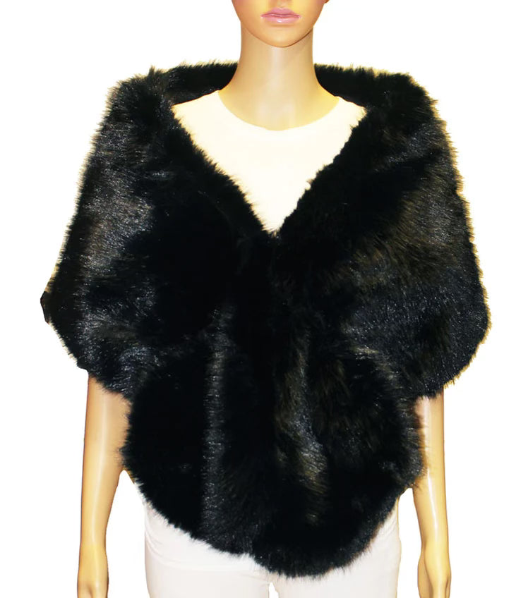 Faux Fur Shawl -White