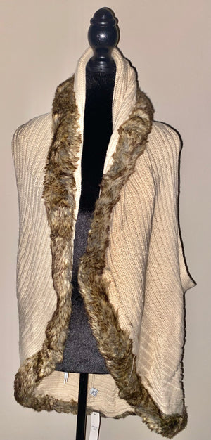 Faux Fur Trim Cardigan