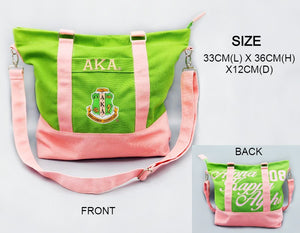 Large Canvas Tote Bag AKA Pink Green