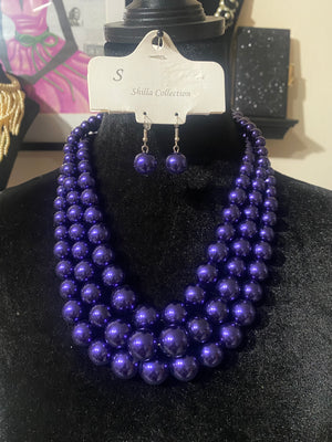 3 Strand Pearls Royal Purple