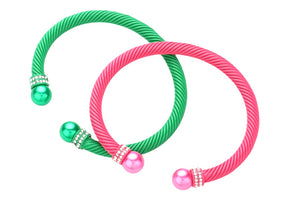 Inspired 2pc Cuff Bracelet Set Pink Green