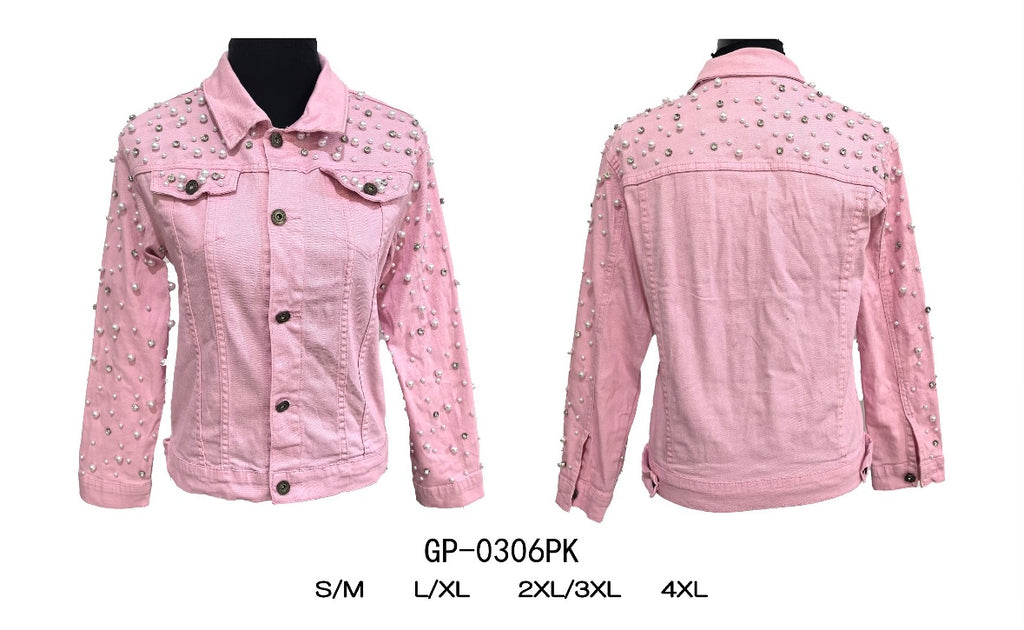 Denim and Pearl Jacket Pink L/XL