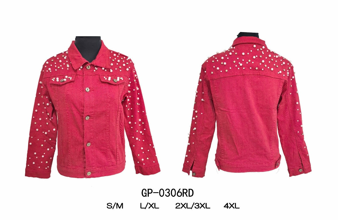 Denim with Pearl Jacket Pink 2X/3X