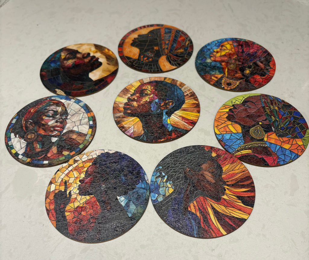 8pc Artwork Coaster Set (Wood)