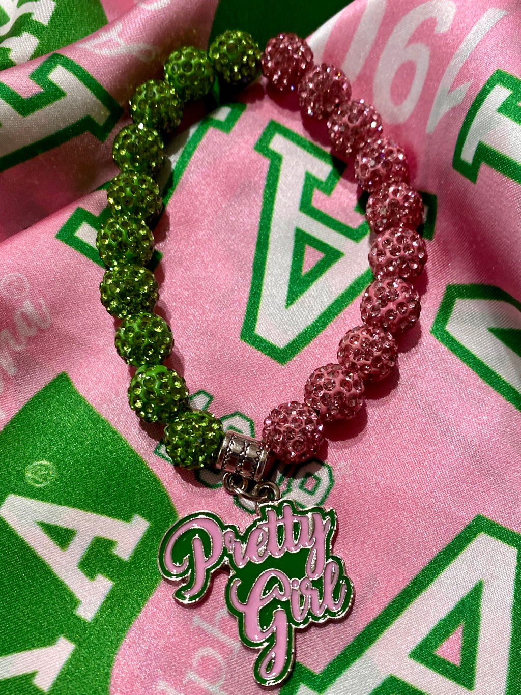 Bead Bracelet Pink Green Pretty Girl