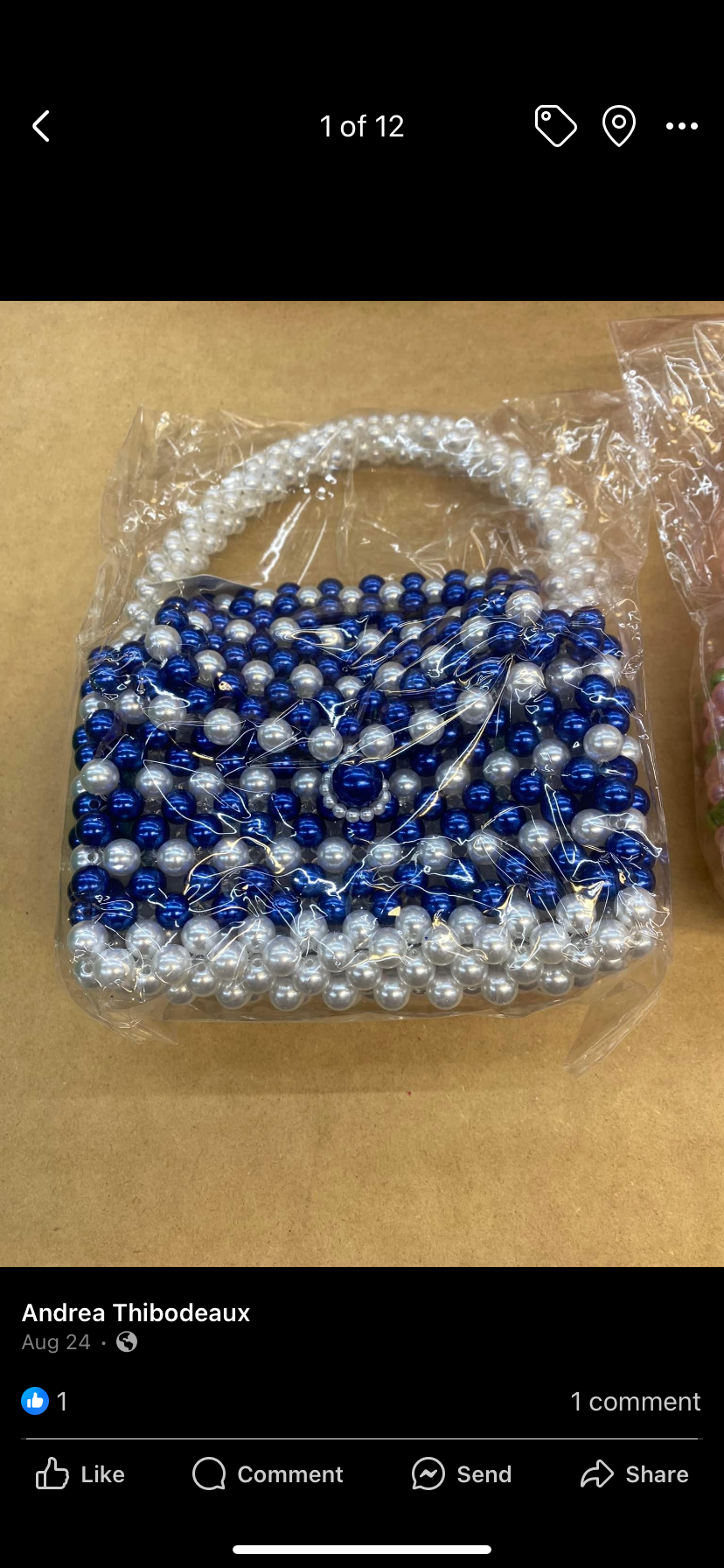 Pearl Handbag - Blue White