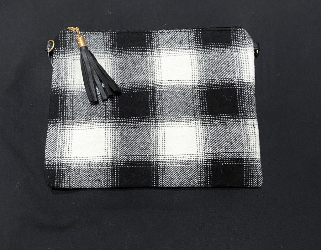 Crossbody/Wristlet Black Plaid