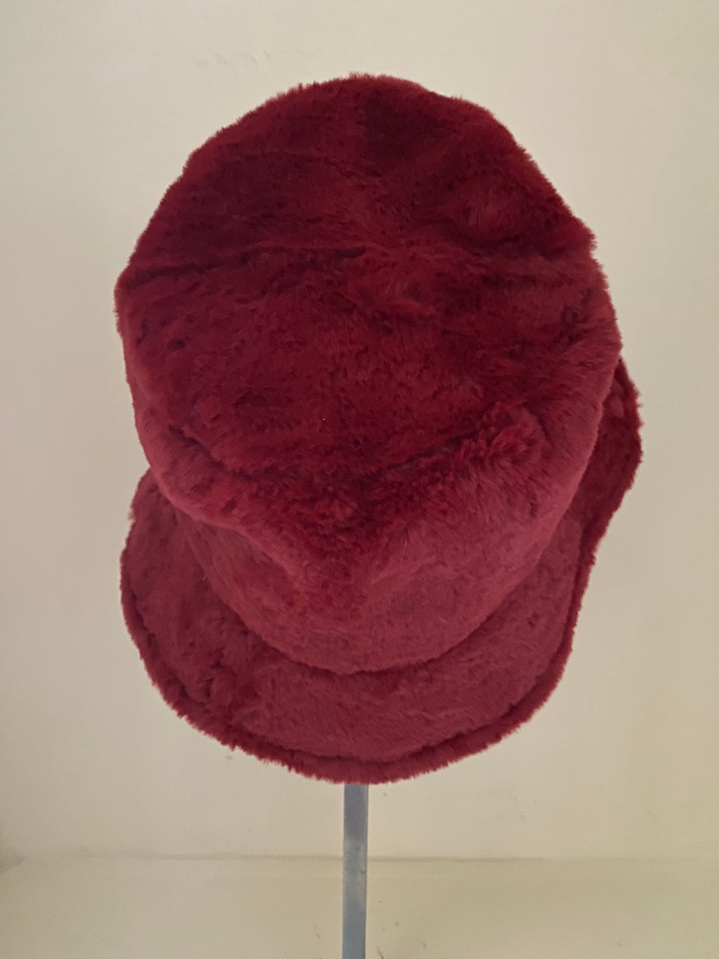 Faux Fur Bucket Hat -Burgundy