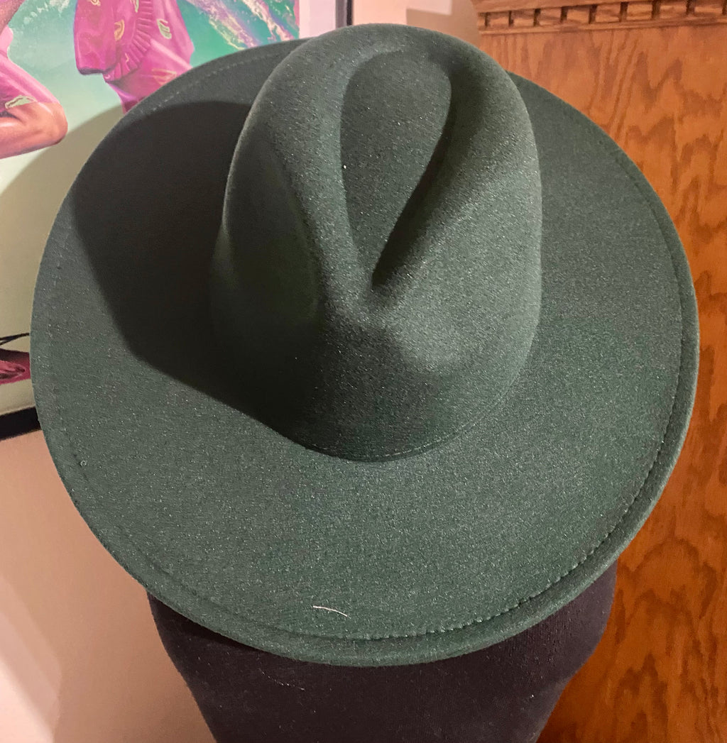 Wide Rim Fedora Green