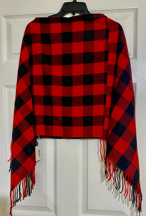 Poncho Red Houndstooth