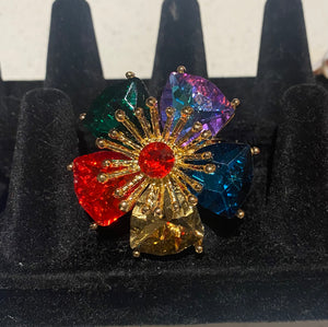 Red Gemstone Flower Ring