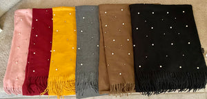 Long Shawl with Pearls-Brown