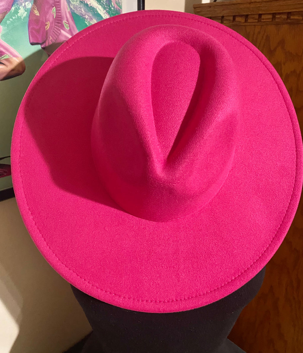 Wide Rim Fedora Hot Pink